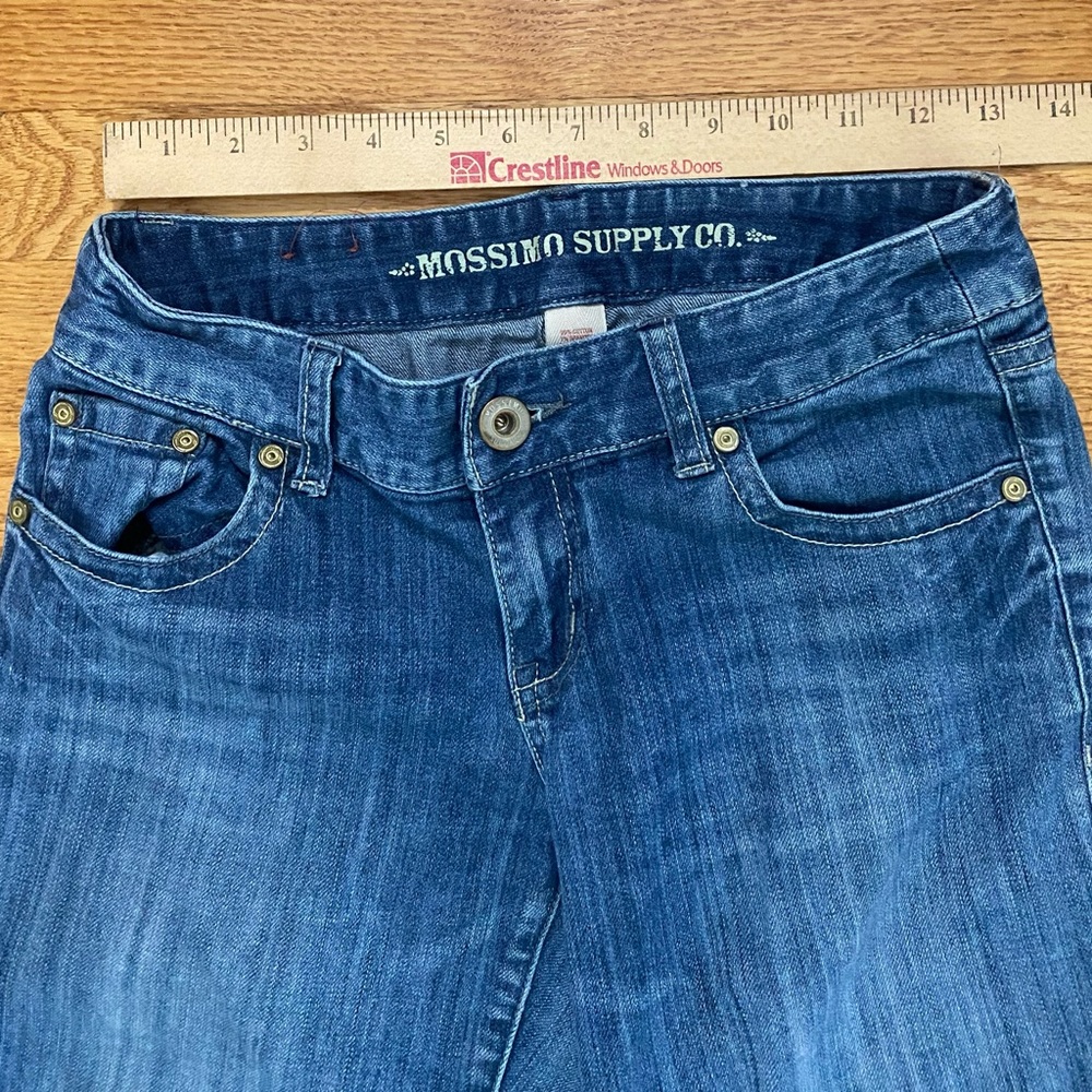 Mossimo Supply Co Jeans Women’s Junior 3 Blue Denim Slightly Distressed Wide Leg - Picture 6 of 9
